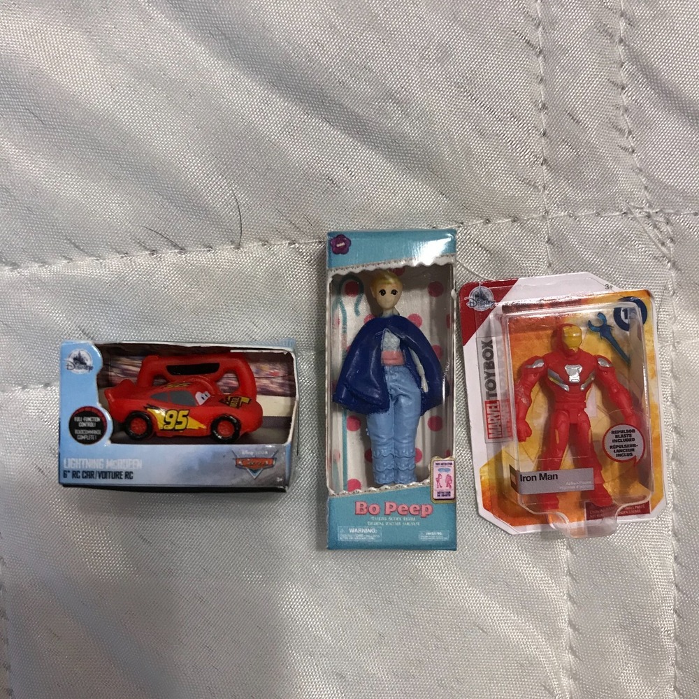 3 Mini Disney Figures Iron‎ Man - Bo Peep - Cars